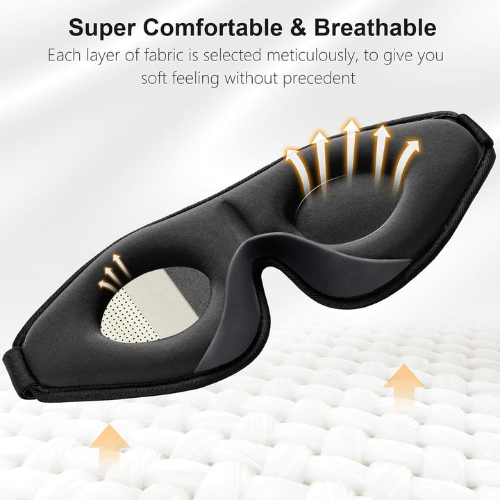 100% Blackout Sleep Masks for Women & Men - Zero Eye Pressure Sleeping Eye Mask- Ergonomic Design 3D Cutout Eye Movement Friendly, Ultra Soft & Comfortable Eye Mask for Sleep/Nap/Travel