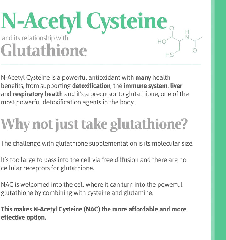 NAC N-Acetyl Cysteine (Free Form) 600Mg - 120 Vegan Capsules, High Grade and Stable, 100% Pure - No Fillers/Buffers/Flow Agents, UK Made by
