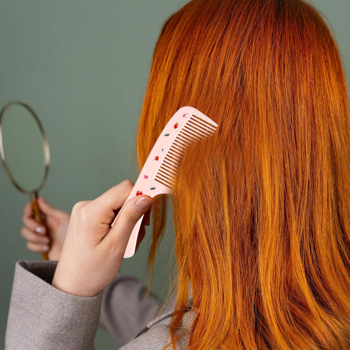 2Pcs Cute Hair Comb Set, Pink Strawberry Baby Comb Fine Tooth Comb & Rat Tail Comb Toddler Tiny Hair Brush Small Girls Comb Plastic Mini Comb Hair Parting Comb for Women Girls Kids All Hair Types