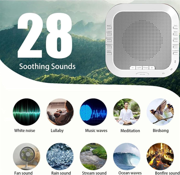 Ora Sound Machine Solfeggio Frequencies,28 Soothing Sounds,White Noise Sound Machine,3 Color Night Light/3 Timer Modes for Meditation,Sleeping,Yoga.