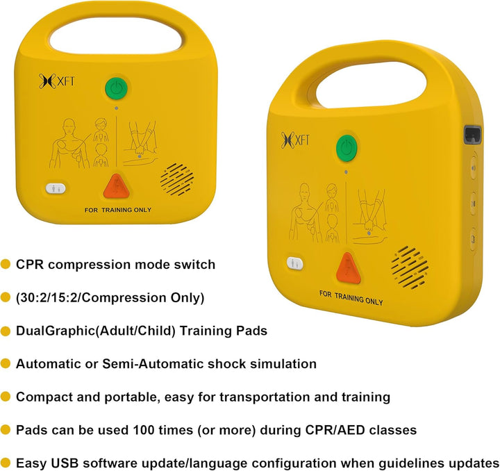 AED Trainer, AED Defibrillator Trainer Set CPR Training Device, English, Italian, French, Spanish Voice Prompts, 5 Different Scenarios, First Aid Defibrillator Trainee Beginner, -120NB Training AED
