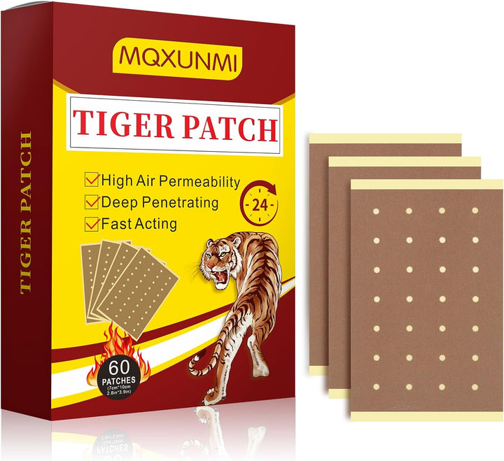 Tiger Patches, 60Pcs Ultra Strength Pain Relief Patches, Natural Wormwood Relieves Muscle Soreness Heat Patches for Back, Knee and Shoulder Muscle Pain Relief