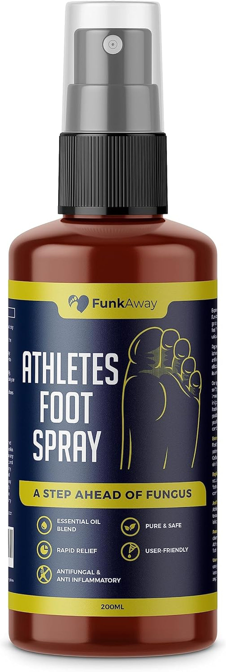 Athletes Foot Spray (200 Ml) –Antifungal Athletes Foot Treatment with Natural Peppermint & Lemongrass Oil for Smelly Feet, Soothes Itch, Cracks Control & Helps Prevent Foot Recurrence