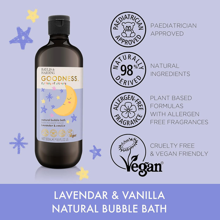 Goodness Kids Lavender & Vanilla Natural Bubble Bath, 500 Ml (Pack of 3) - Vegan Friendly