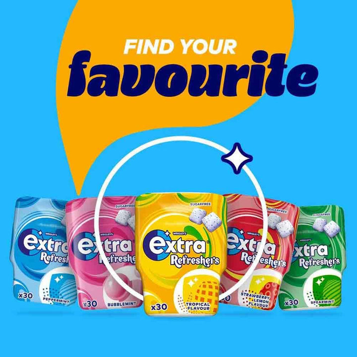 Refreshers Strawberry Lemon Sugarfree Chewing Gum, 30 Pieces, Suitable for Vegetarians with Long-Lasting Intense Flavour