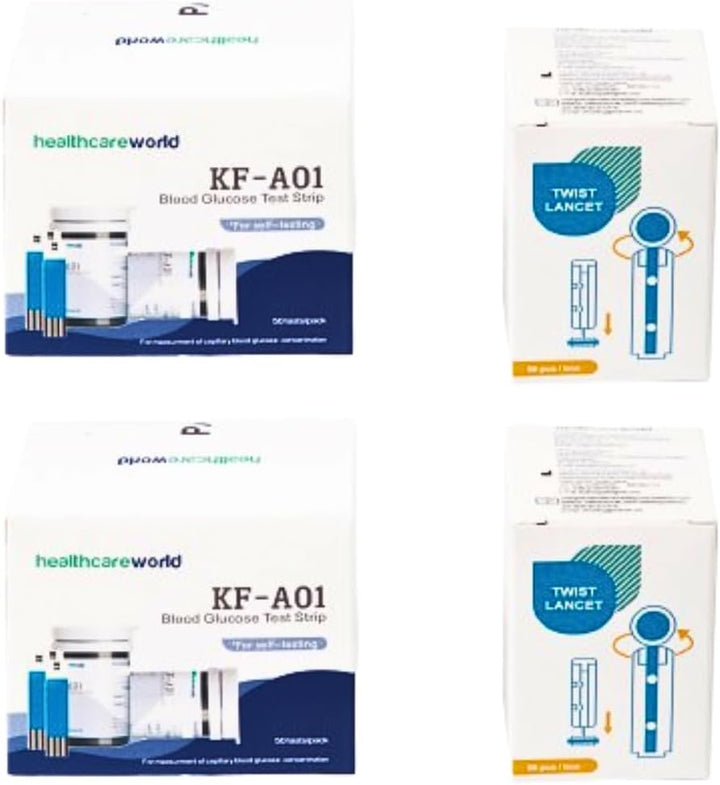 Diabetes Test Strips for Blood Glucose Monitor 100 X Strips & 100 X Lancets, Glucose Test Strips, Blood Lancets for UK Diabetics No Coding Needed