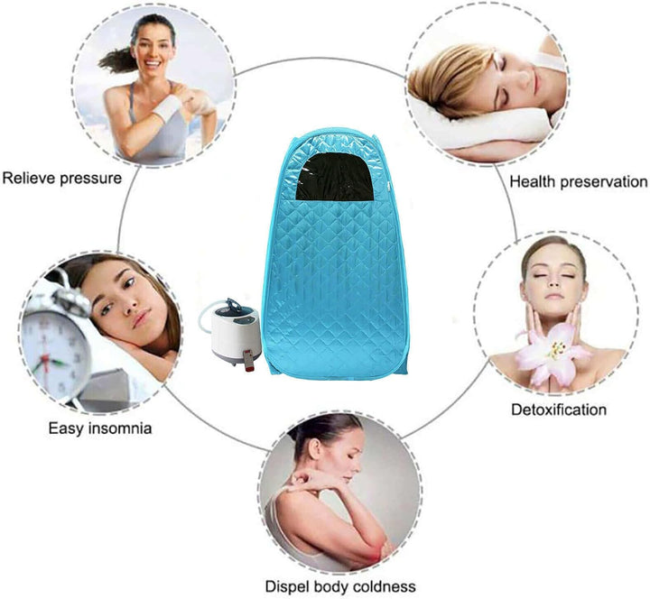 Portable Steam Sauna Tent Cabin Home SPA Sauna Kit Birthday Gift Wet Indoor Similar Infrard Sauna Pod W/Chair ||Man&Woman (Small,Suitable for People with a Height of Less than 5.74FT) Blue