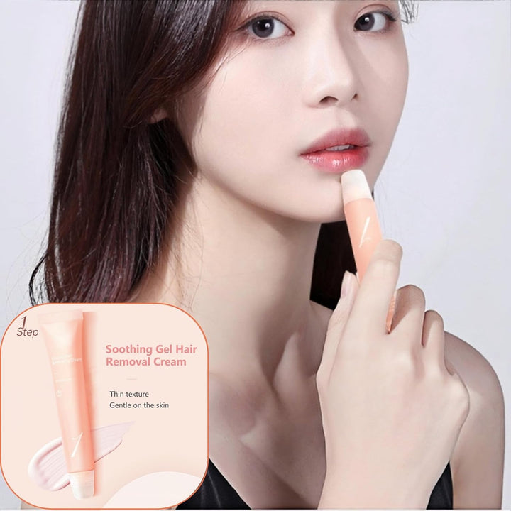 Gentle Facial Hair Removal Cream for Women, Painless Lip Hairs Remover Kit, Soothing & Moisturizing Hair Removal Cream, Safe for Sensitive Skin & Delicate Areas (Comes with Small Scraper)
