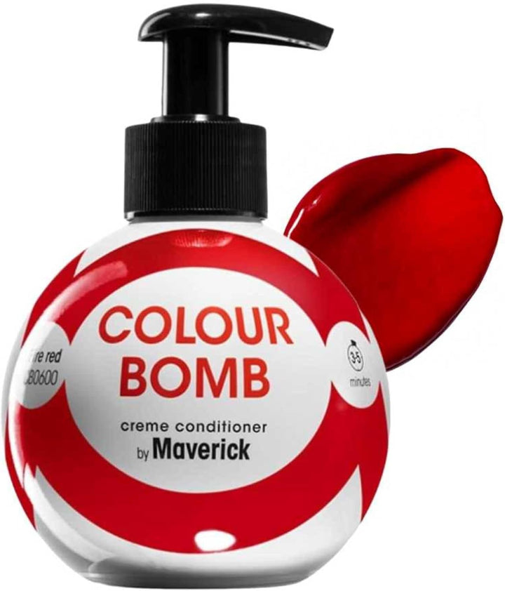 Colour Bomb Fire Red Hair Colour Depositing Conditioner 250Ml – Vibrant Gloss & Shine, Softening & Nourishing Colour Refresh Treatment, No Mix, Vegan, Ammonia & Peroxide Free