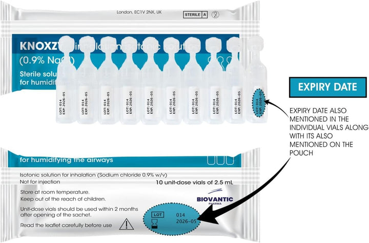 Isotonic Solution 0.9% - Sodium Chloride Nacl - Isotonic Solution for Humidifying the Airways – 20 X 2.5 Ml (Pack of 2)