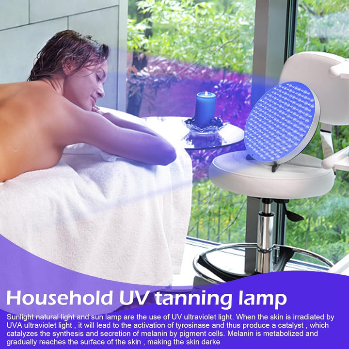 Tanning Lamp Solarium for Home,50W Face and Body Sunlamp with 250Pcs Leds & Hook,Sun Lamp Home Solarium (Silver)