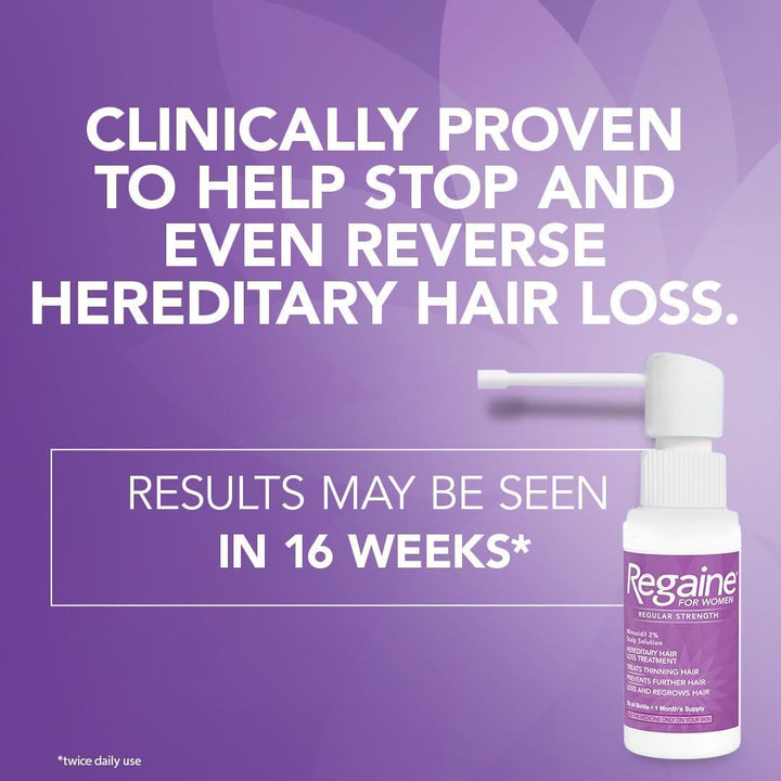 for Women 2% Minoxidil Regular Strength Scalp Solution for Hair Regrowth (1X 60 Ml), Scientifically Proven to Help Stop and Reverse Hereditary Female Hair Loss, Revitalise Hair Follicles