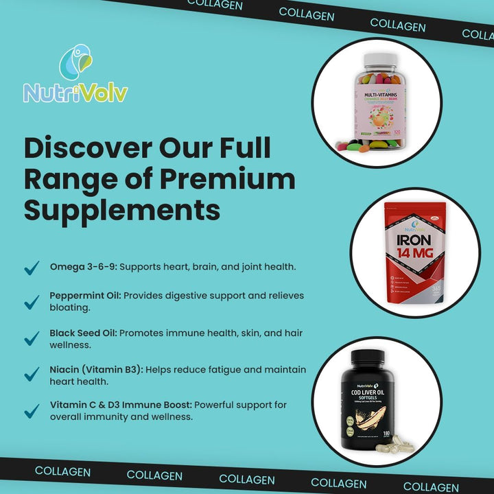 Collagen Marine (1000Mg) Supplement for Skin , anti Ageing, Tissue, Joints, Bones & Muscles | 90 Multivitamin Tablets