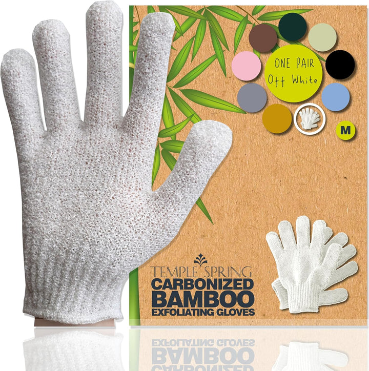 Exfoliating Glove, Carbonized Rayon Bamboo Body Scrubber, Loofah Exfoliating Mitt, Shower Scrubber Wash Cloth, Body Exfoliator Scrub, Loofa Shower Gloves Bath Sponge - Grey