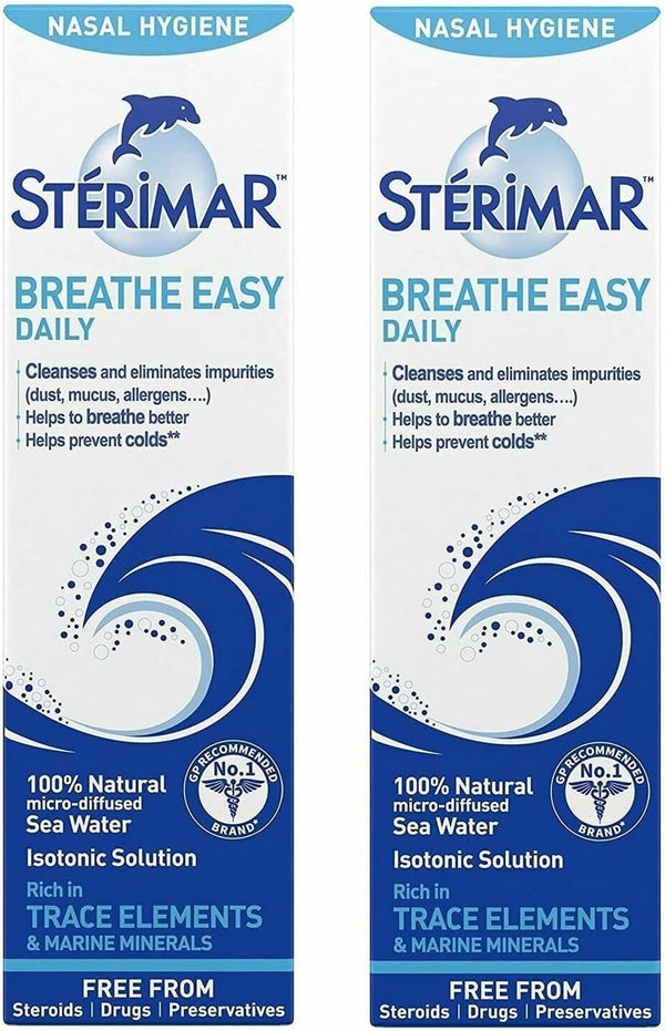 Breathe Easy Daily - 100% Natural Sea Water Based Nasal Spray for Fever- 100Ml-Pack of 2