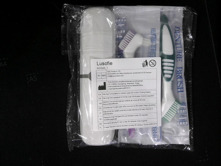 2Pcs Effective Denture Toothbrush, Denture Brush Multi-Layered Soft Bristles Denture Cleaner with Carrying Case for Dentures False Teeth Clean Care