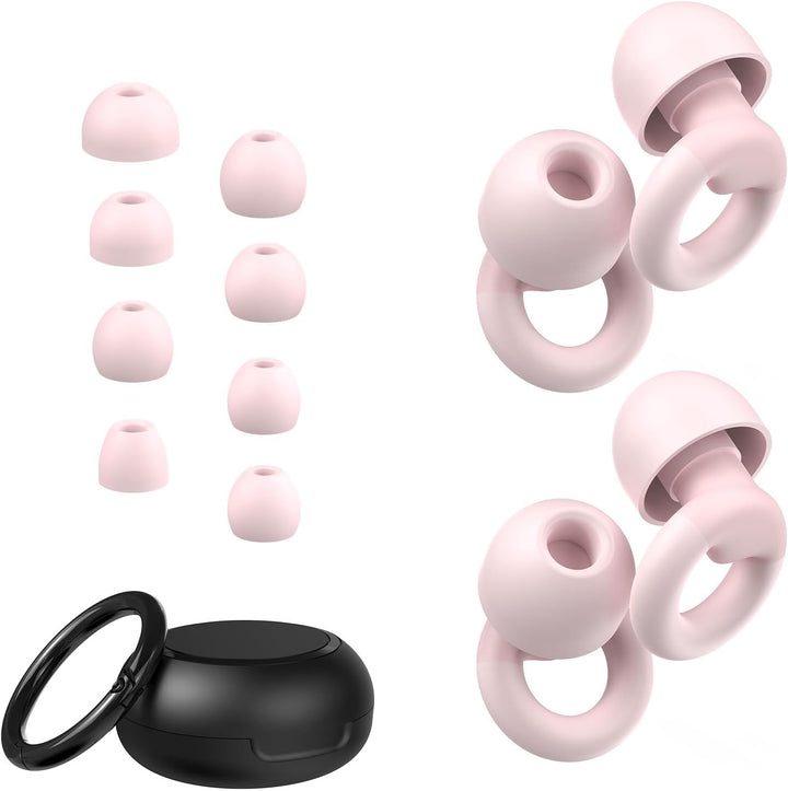 Ear Plugs for Sleeping, 2 Pairs of Reusable Earplugs for Noise Reduction 25Db-30Db with 8 Ear Tips, Soft Hearing Protection Earplugs for Concert,Noise Sensitivity, Study & Work