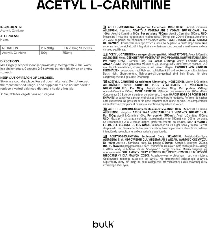 Pure Acetyl L-Carnitine (ALCAR) Powder, 100 G, Packaging May Vary