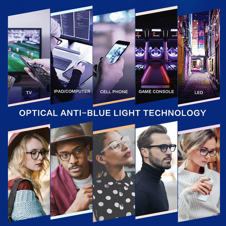 Blue Light Blocking Computer Glasses for Women,Men, Lightweight anti Glare Eyeglasses 5 Pack