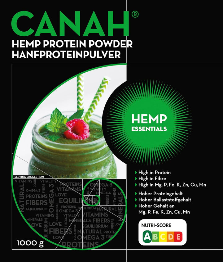 ® Natural Hemp Protein Powder 1 Kg Vegan, High in Protein, Fibre, Omega 3 & Omega 6, Amino Acids, Vitamins and Minerals, Certified Kosher + Free Bonus Recipes