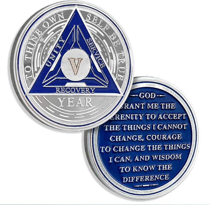 1 Year Sobriety Chips AA Coin Alcoholics Anonymous Medallion Sobriety Gifts for Men Women Recovery Chip Anniversary Token