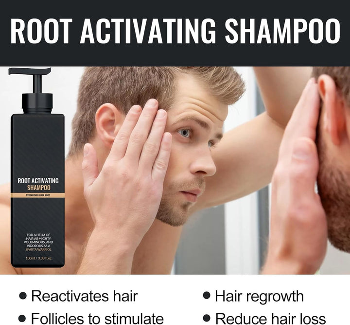 2Pcs Root Activator Shampoo,Mane Root Activator Shampoo for Man,Unisex Hair Thickeningshampoo That Repairs,Smooths & Strengthens,Hair Restoration Solution