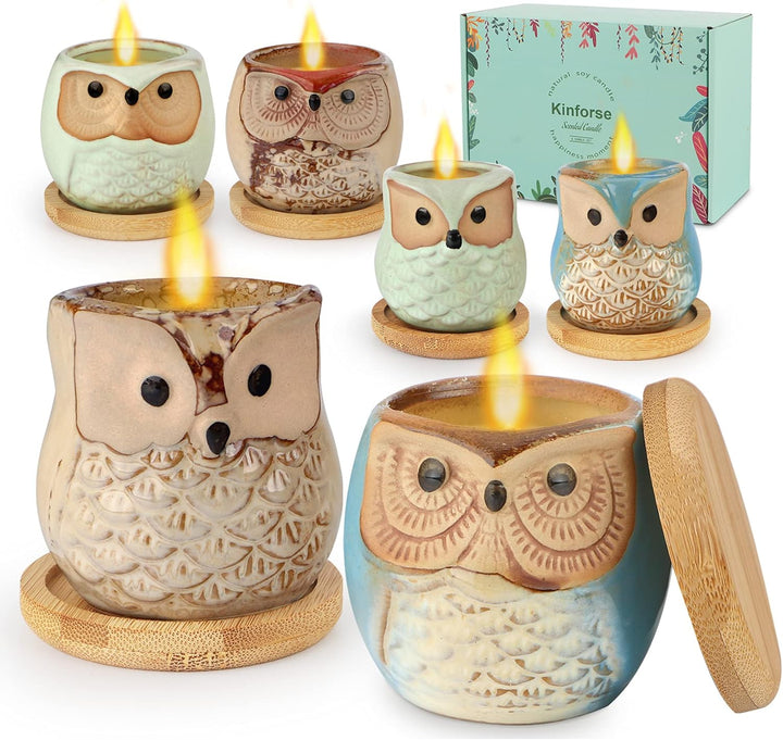 Luxury Scented Candle Gift Set for Women - 6-Piece Whimsical Owl-Themed Birthday Gifts for Her, Enchanting Aromatherapy Presents for Women, Thoughtful Anniversary for Best Friend, Mom, Wife