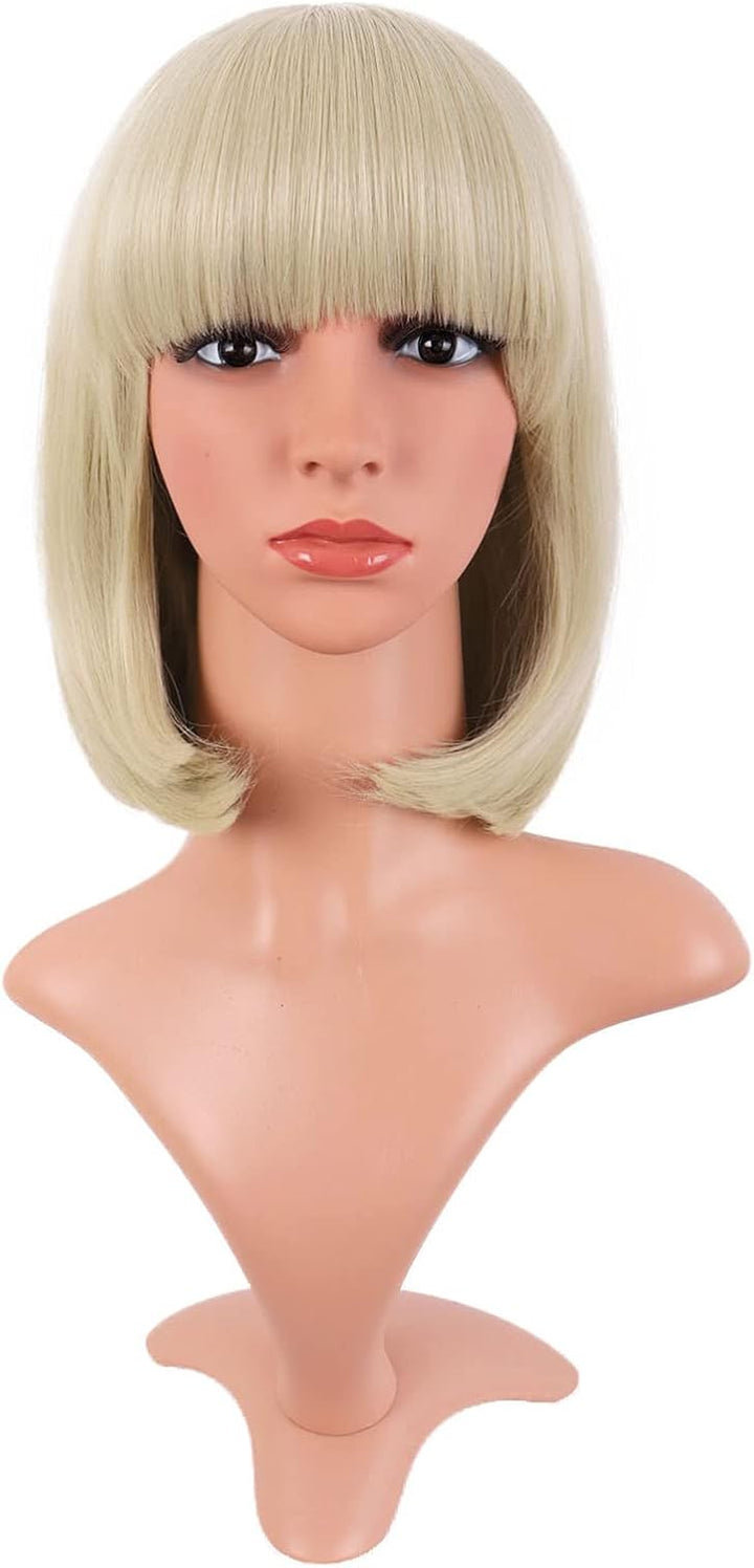 Natural Short Straight New Wigs Flat Bangs Wigs-Black-Ladies