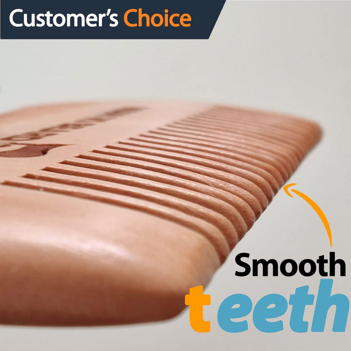 Original Antistatic Wooden Beard Comb, Coarse & Fine Teeth, Moustache & Beard Grooming