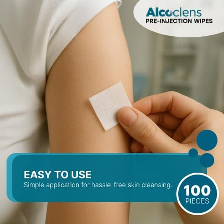 Pre-Injection Alcohol Wipes/Swabs Box of 100 Sachets