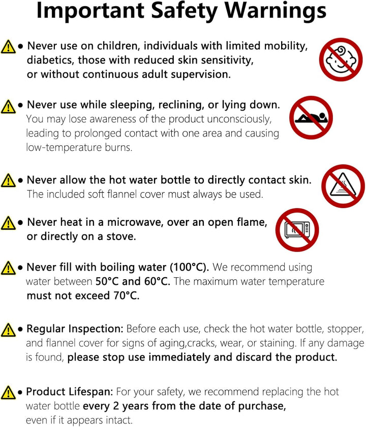 Hot Water Bottle Belt, Wearable Long Hot Water Bottle with Cover for Women, Portable Natural Rubber Hot Water Bag with Soft Flannel Cover for Neck, Period Pain, Shoulder, Waist Warm