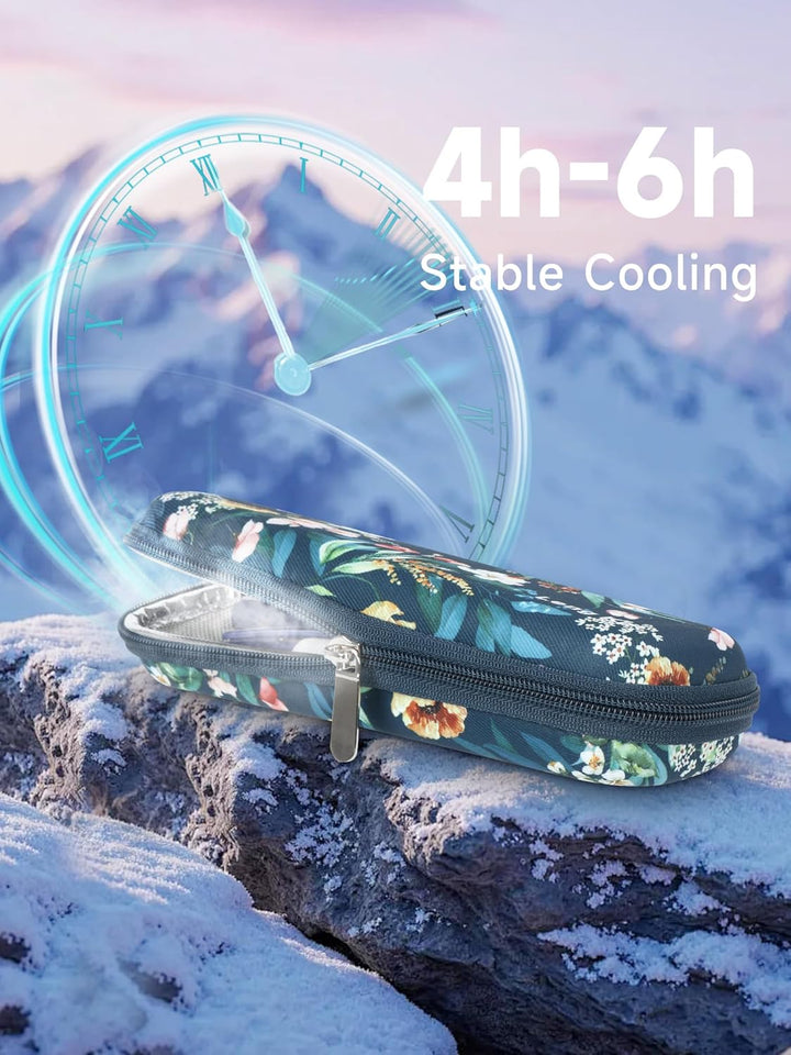 Monjaro Travel Case - Insulin Cooler Travel Case with 2 Ice Packs, Keep Medicine Cool While Traveling, Medicine Cool Bag for Diabetes Supplies(Blue Camellia)