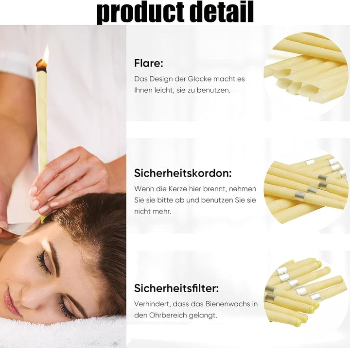 Ear Candles for Wax Removal, 10 PCS Ear Candles for Relieve Ears, Hopi Ear Candle Kit with 5 Protective Disks+10 Cotton Swab, Hopi Ear Candles UK, Earwax Removal Candling for Ear Cleaning