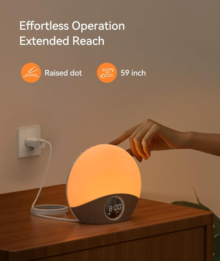 Sunrise Alarm Clock Wake up Light, Sound Machine with 30 Soothing Sounds, Digital Alarm Clock, 8-Colour Night Light for Sleep, Night Feeds & Reading, Dimmable Bedside Lamp for Bedroom & Gift