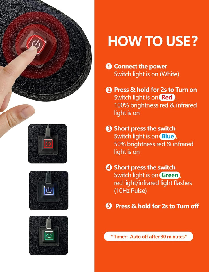 Red Light Therapy near Infrared Light Therapy Wrap Belt for Body, Wearable Wrap with 48 Leds for Neck Chin Knee Ankle Pain Relief Foot Joint Muscle Stiffness