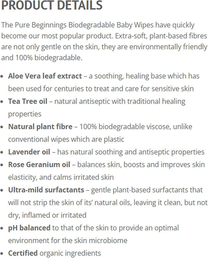 Baby Wipes Made of Plant Fibres with Organic Aloe (1 X 64 Pieces)