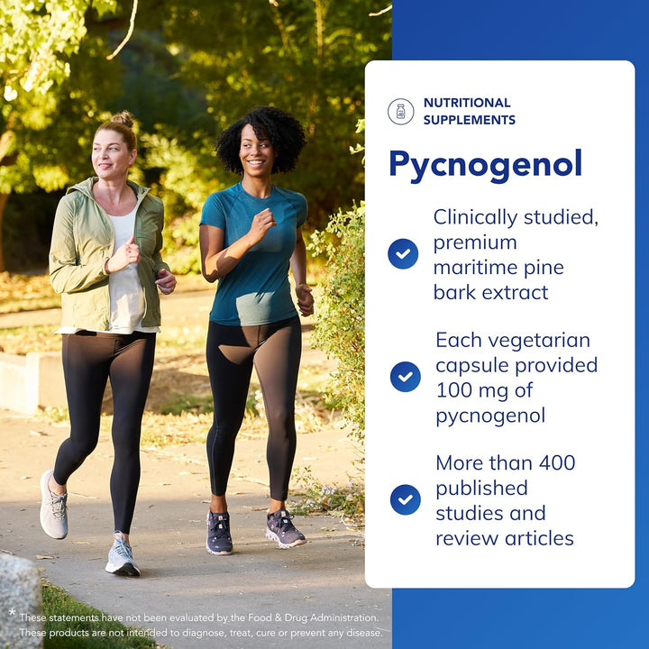 Pycnogenol 100Mg - Premium Maritime Pine Bark Extract Supplement - 30 Vegetarian Capsules