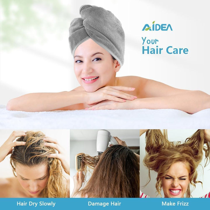 Microfibre Hair Towel Wrap, 5 Pack Hair Turbans, Super Absorbent Quick Dry Hair Towel Wrap for All Hair Types anti Frizz, 25X66Cm