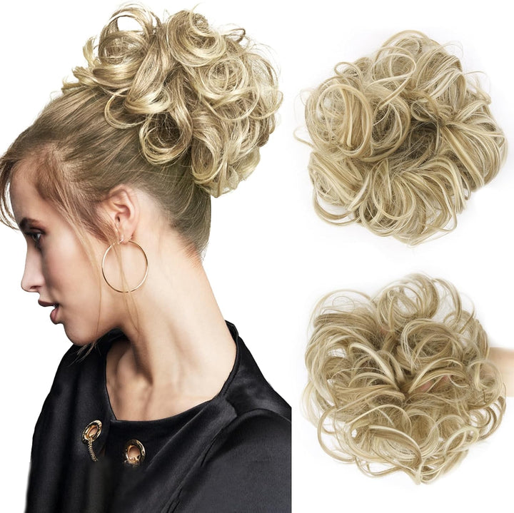 Messy Bun Hair Piece for Women,Curly Wavy Hair Scrunchies Bun Extensions Hairpieces,Synthetic Hair Chignons Accessories Updo for Girls(18/22#,35G)
