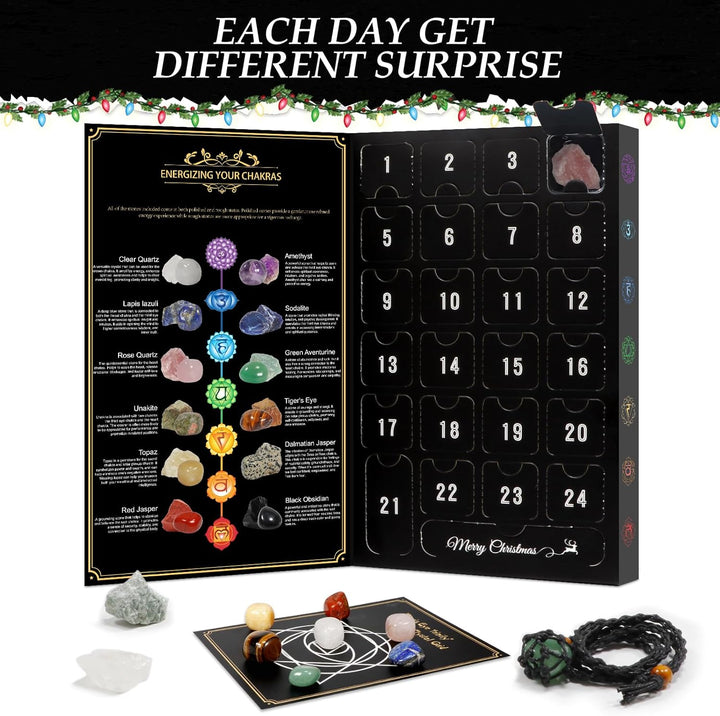 Crystals Advent Calendar 2025 Countdown Christmas Gifts for Women Men Healing Gemstones