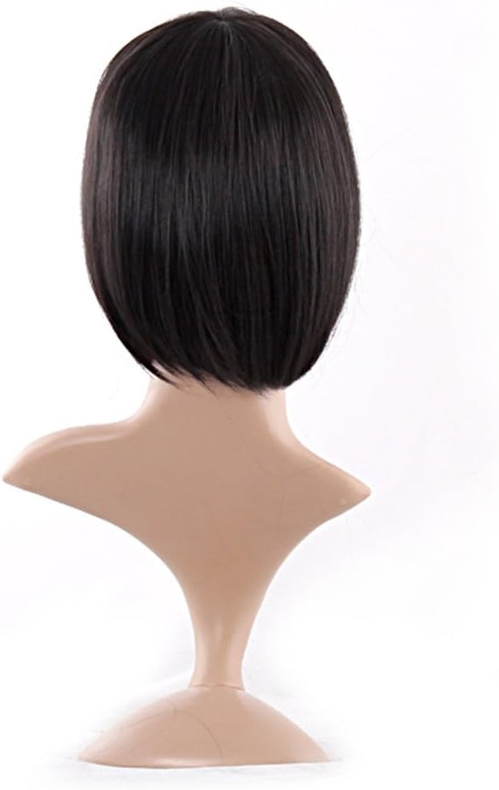 Natural Short Straight New Wigs Flat Bangs Wigs-Black-Ladies