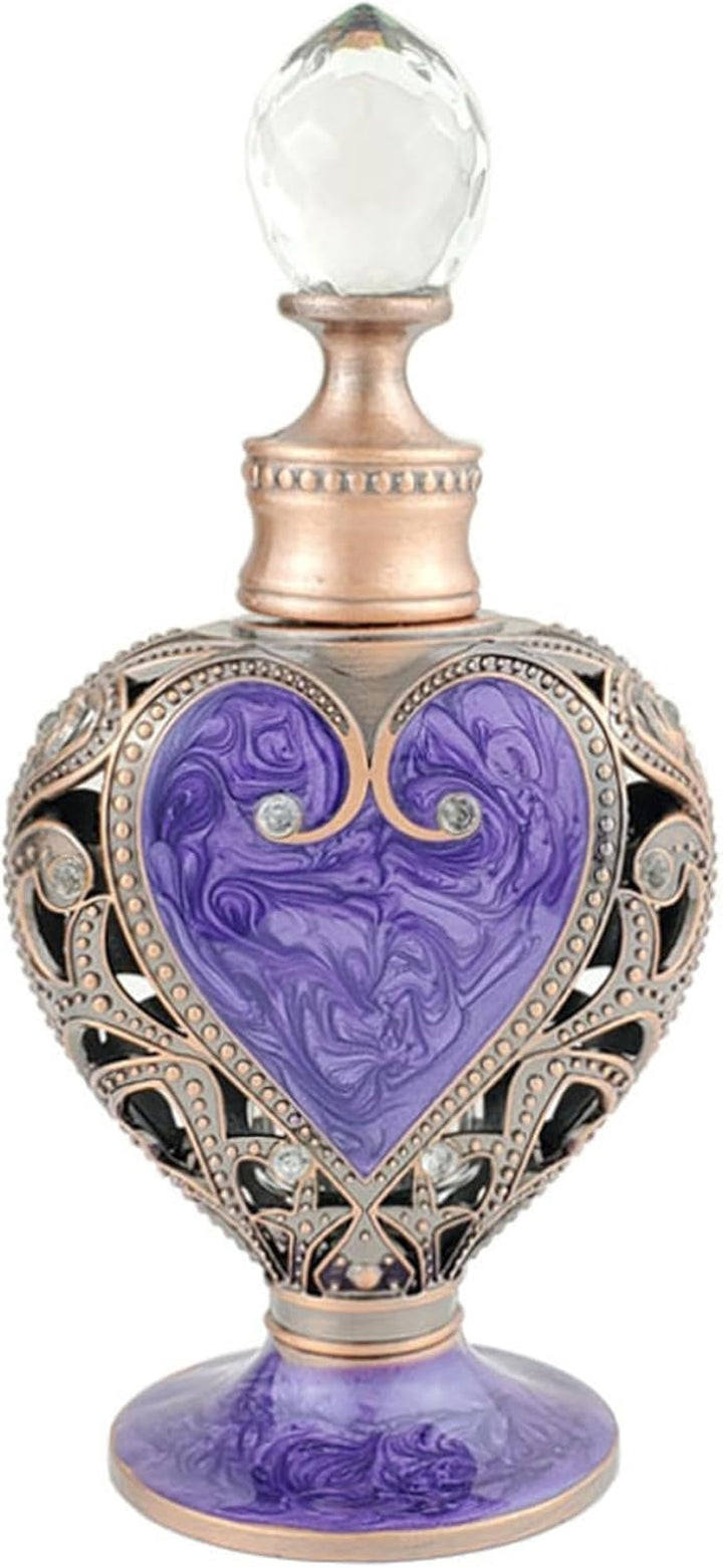Perfume Bottle 12Ml Purple Vintage Perfume Bottle Crystal Openwork Exquisite Refillable Metal Empty Container for Women, Antique Bottles