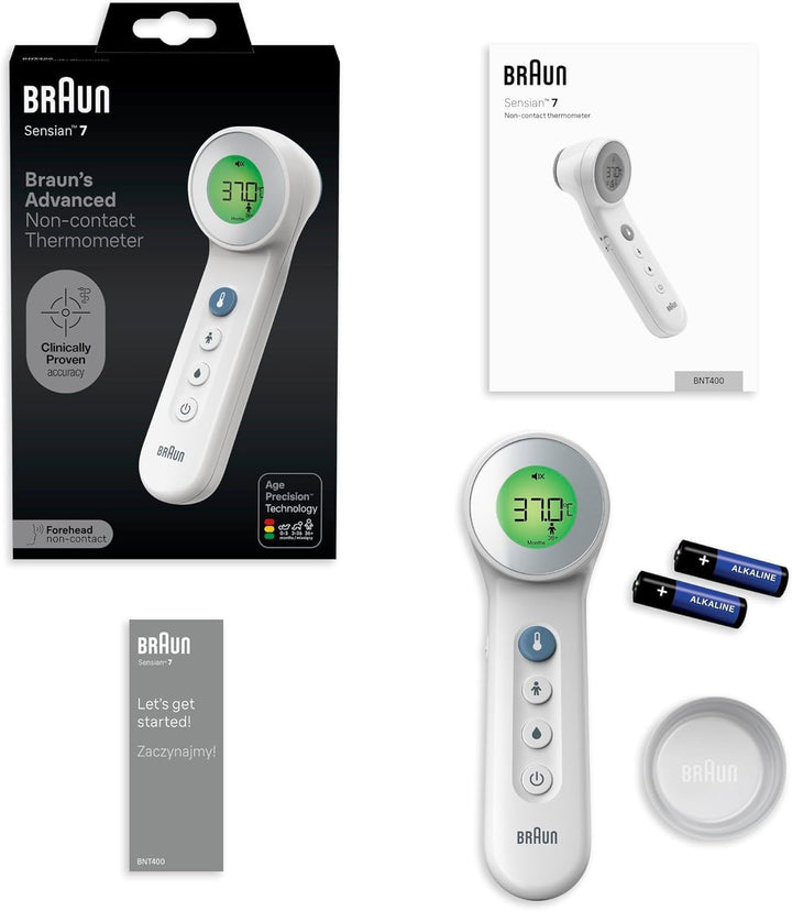 Sensian 7 Forehead Non-Contact Thermometer - Age Precision Technology - 3-In-1 Colour-Coded Digital Display - Baby and Child Friendly - BNT400B