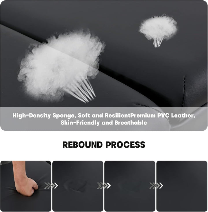 Portable Massage Table Folding Lightweight Beauty Salon Spa Bed Therapy Couch (Black, 60Cm Width 3 Section Aluminum)