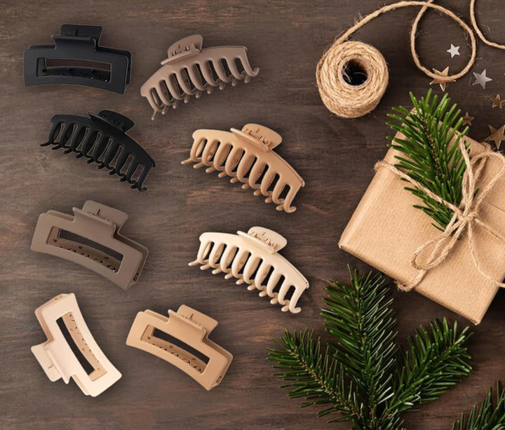 8 Pack 4.3" Inch Large Hair Claw Clips for Women Hair Clips for Thin Thick Curly Hair 90’S Strong Big Grip Matte Banana Clips with Strong Jaws for Girls, Ladies
