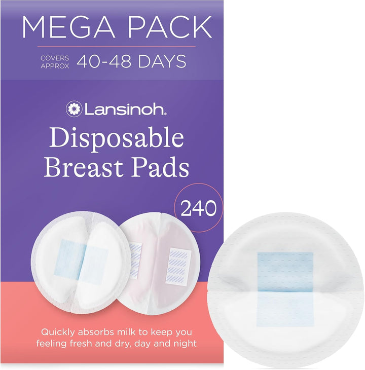 Disposable Breast Pads Maternity - 60 Pack - Ultra-Thin & Abosrbent Nursing Pads with Bluelock™ Core Leak-Proof Protection - Holds 20X Weight - Individually Wrapped -Breastfeeding Essentials