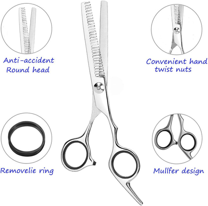 Professional Thinning Shears Hair Cutting Teeth Scissors(6.7-Inches),Stainless Steel Haircut Scissor with Fine Adjustment Screw for Home Salon,Barber Hairdressing Scissor for Women Men Kids