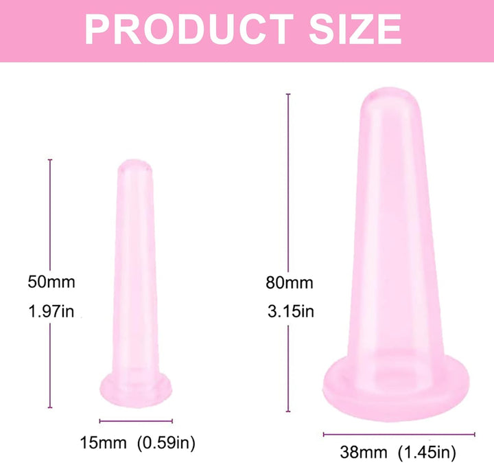 4PCS Silicone Facial Cupping Set – Pink Vacuum Massage Cups for Face, Neck, and Eye Care – Anti-Cellulite and Facial Massager Health Care Kit
