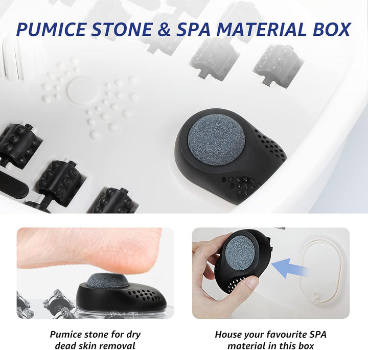 Foot Spa, Foot Bath Massager with Heater Bubbles Vibration Auto & Manual Electric Temperature Control, Pedicure Pumice Stone, Warm Soak Relief with 22 Removable Rollers and 264 Massage Nodes