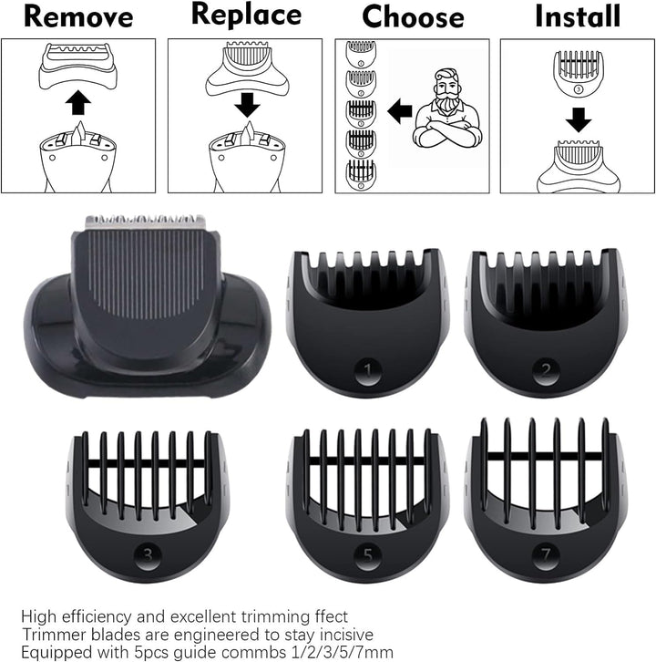 Beard Trimmer Attachment Fit for Br-Aun Series 5, 6 and 7 Electric Razors 1/2/3/5/7Mm, Replacement Shaver Guide Combs for 5018S/5020S/6075Cc/7071Cc/7075Cc/7085Cc/7020S/5050Cs/6020S/6072Cc